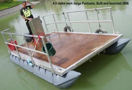 4.5 metre work barge with railings on grey pods